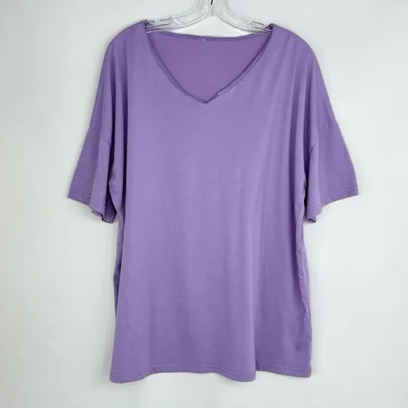 Women Blouse Size 2XL Pretty Purple Pull Over Short Sleeve! - Picture 1 of 11